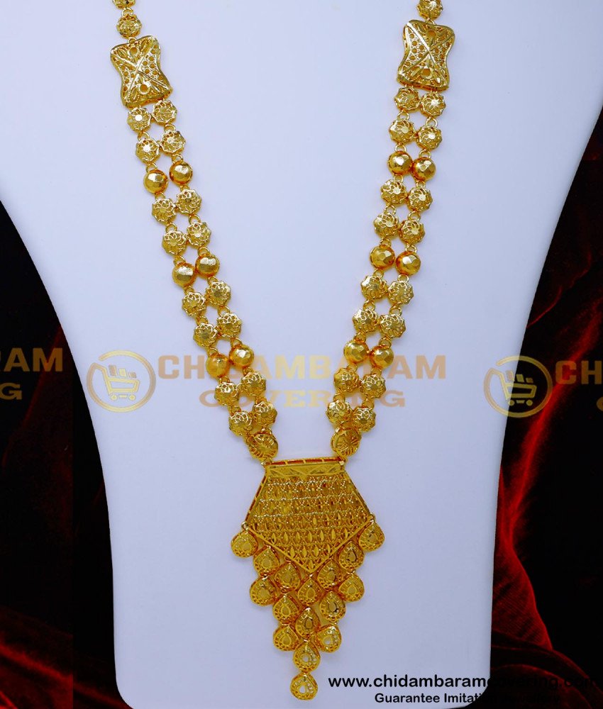HRM1058 - Trendy Rani Haar Dubai Gold Haar Designs with Earrings