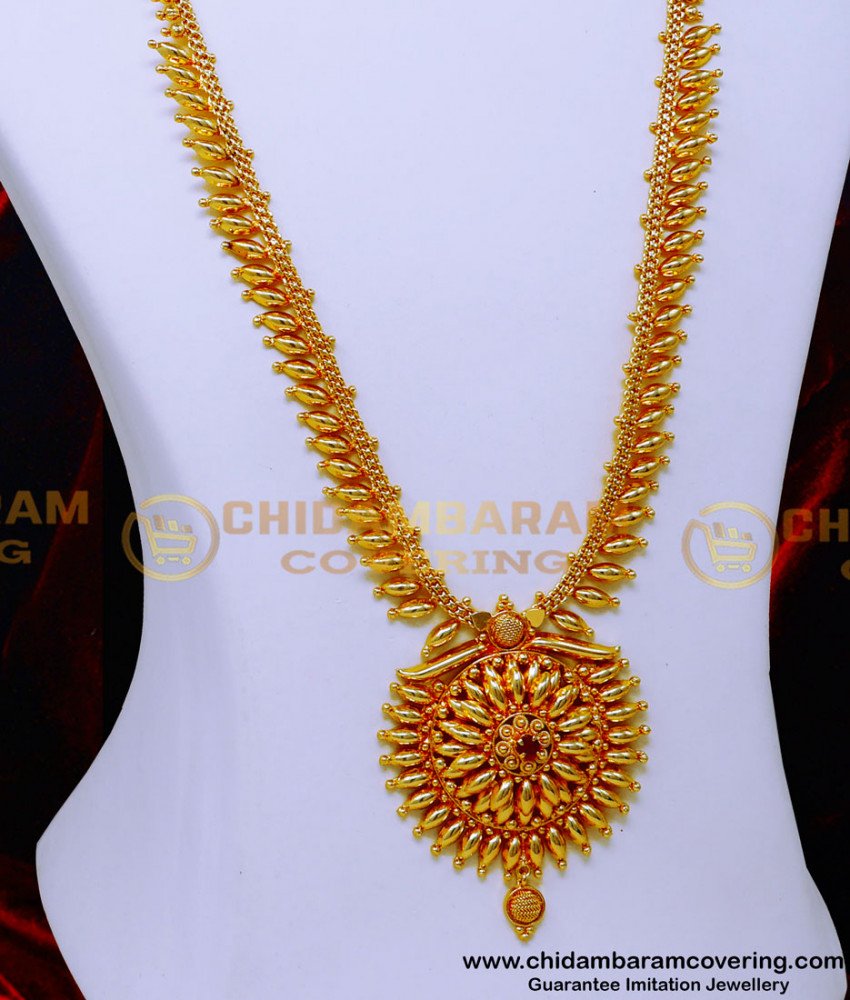 HRM1067 - New Model Ruby Stone Leaf Design Gold Plated Jewellery