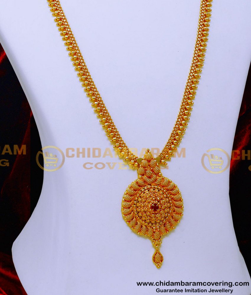 HRM1069 - Simple Haram Yellow Gold South Indian Jewellery Design