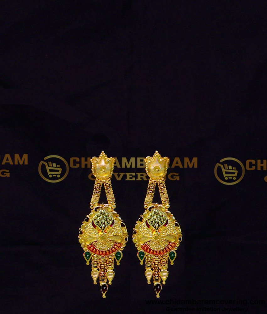 HRM1078 - Gold Look Two Gram Gold Enamel Haram Necklace Set