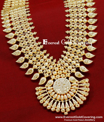 HRM1091 - Bridal Wear Pure Gold Plated Kerala Haram Designs