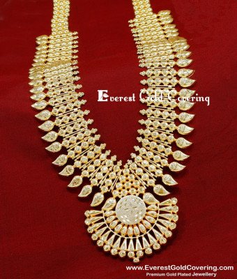 HRM1091 - Bridal Wear Pure Gold Plated Kerala Haram Designs