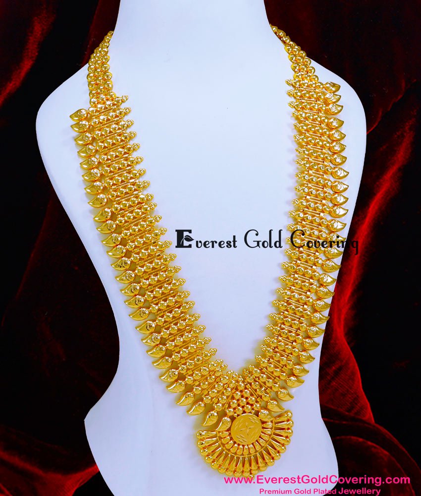 HRM1091 - Bridal Wear Pure Gold Plated Kerala Haram Designs