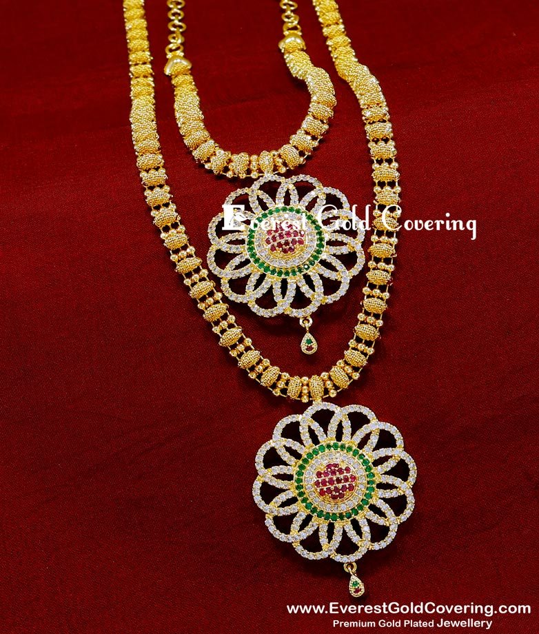 HRM1095 - Latest Bridal Necklace New Model Gold Haram Designs
