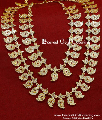 HRM1099 - Latest Ad Stone Impon Mango Haram Necklace Set Online