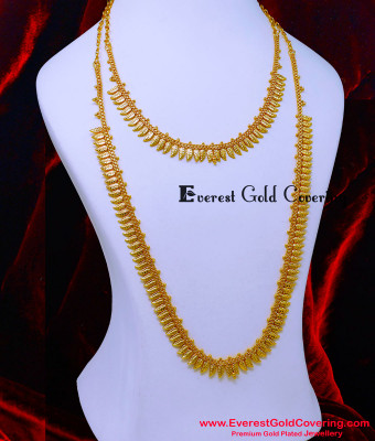 HRM1107 - Latest leaf design necklace haram design in gold model