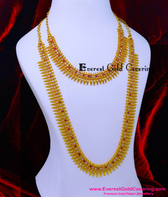 HRM1108 - New White Ruby Mullamottu Haram Kerala Jewellery Set