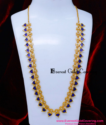 HRM1117 - Traditional Kerala White Stone Blue Palakka Mala Design