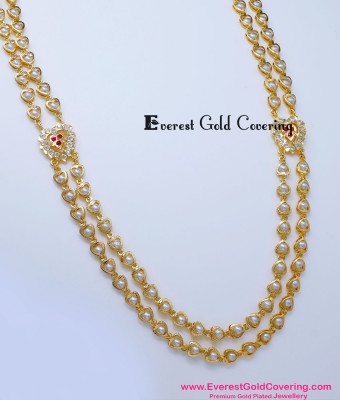 HRM1120 - Latest Double Layer Pearl Impon Haram Gold Plated