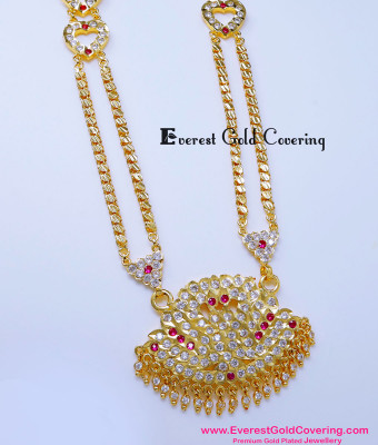 HRM1121 - Traditional Gold Design Double Line Impon Stone Haram