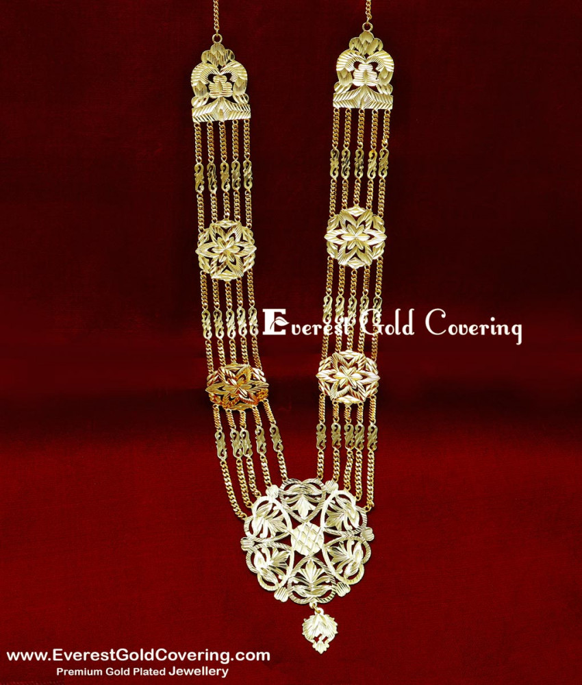 HRM1130 - Gold Plated Flower Design 5 Line Governor Malai Haram