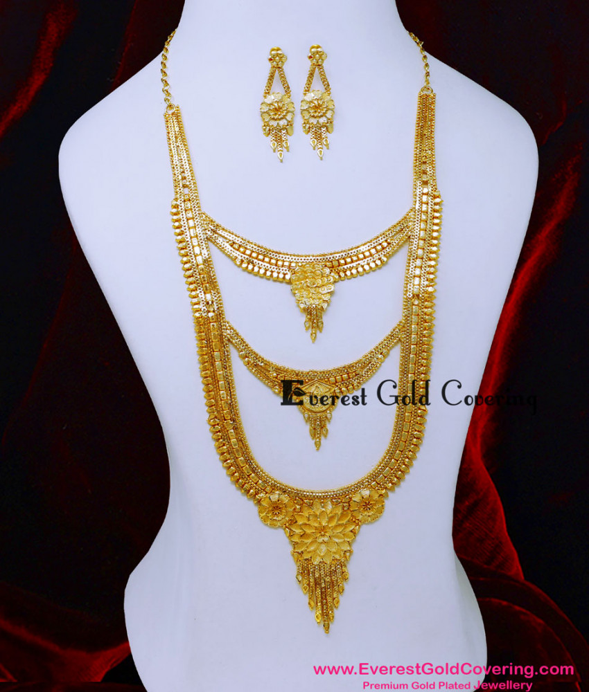HRM1135 - 2 Gram Gold Plated 3 Steps Gold Haram Designs Online