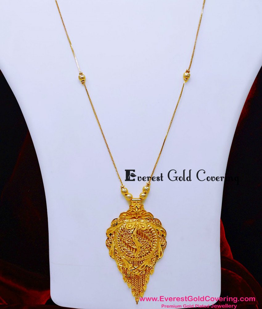 HRM1140 - Real Gold Look Simple Light Weight Pendant Haram Set
