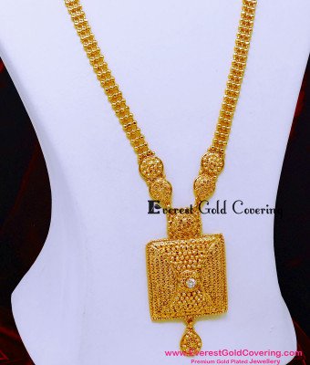 HRM1142 - Bridal Wear Single White Stone Gold Haram New Designs