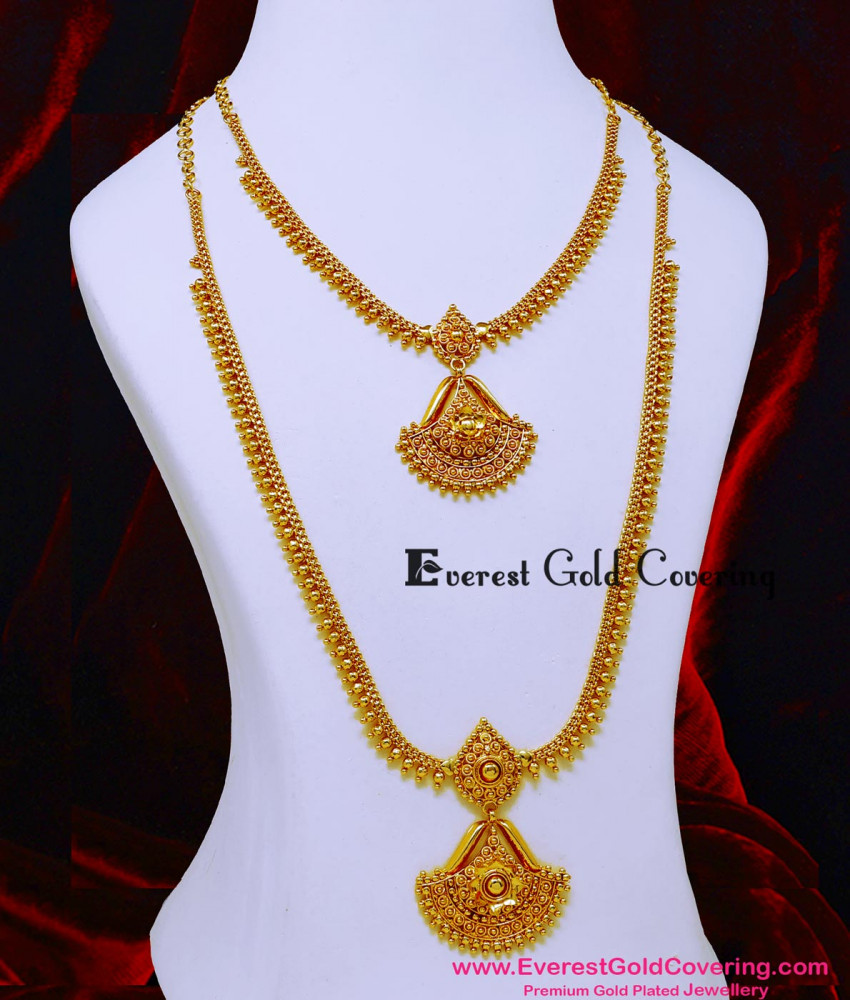 HRM1147 - Latest Plain Necklace Gold Covering Haram Online Shopping