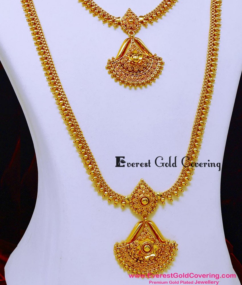 HRM1147 - Latest Plain Necklace Gold Covering Haram Online Shopping
