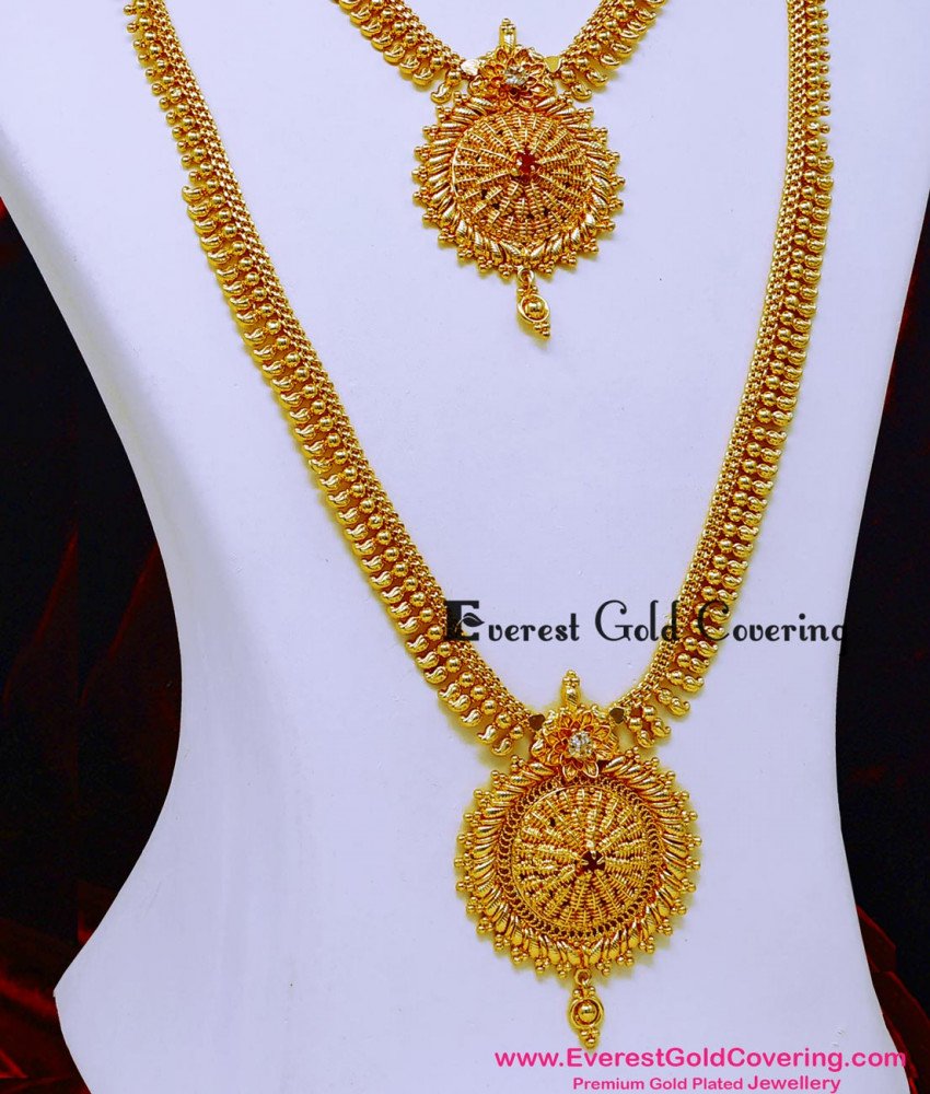 HRM1152 - Latest Ruby Stone Mullaipoo Haram Necklace for Wedding