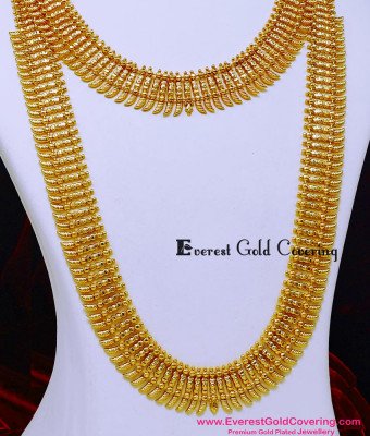 HRM1156 - Grand Look U Shape Long Gold Haram Designs with Necklace
