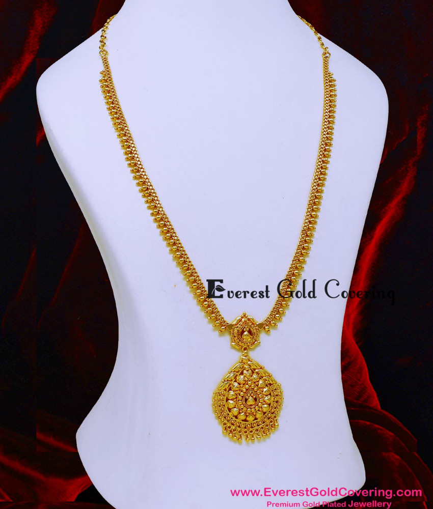 HRM1161 - 1 Gram Gold Plated Gold Beads Long Haram Design