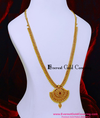 HRM1162 - Traditional Ruby Stone Gold Haram Design Online