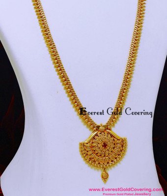 HRM1162 - Traditional Ruby Stone Gold Haram Design Online