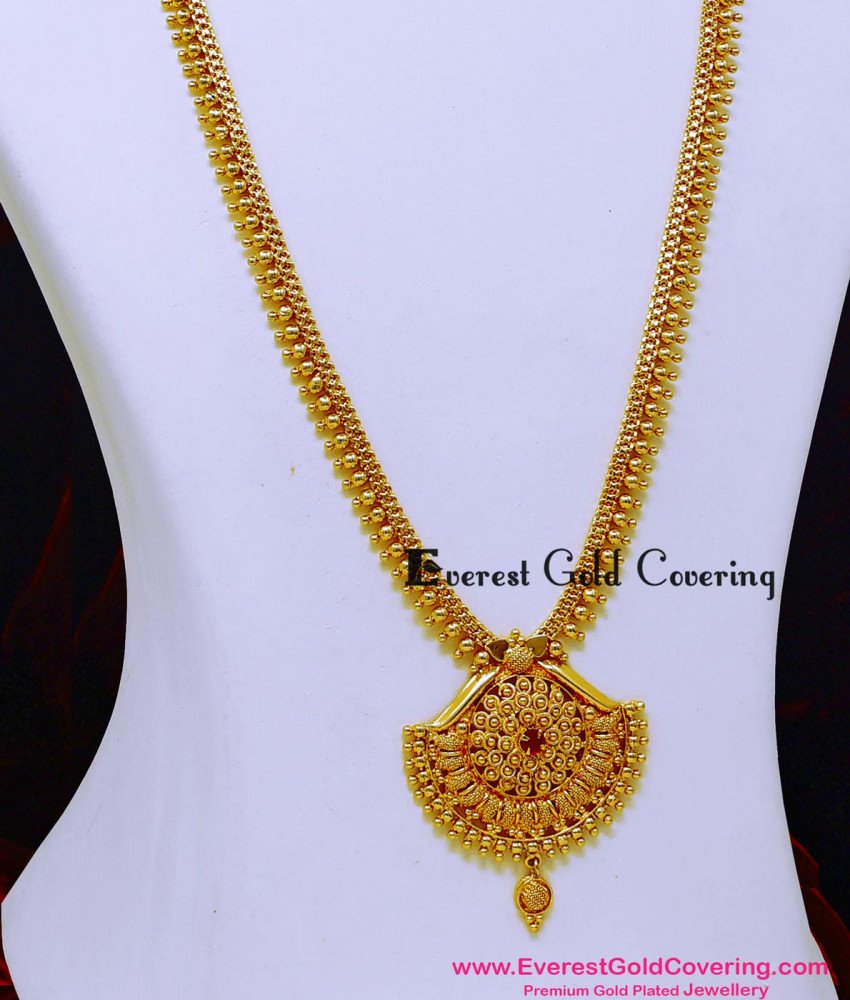 HRM1162 - Traditional Ruby Stone Gold Haram Design Online
