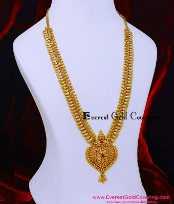 HRM1163 - Attractive Leaf Model Stone Long Gold Haram Designs