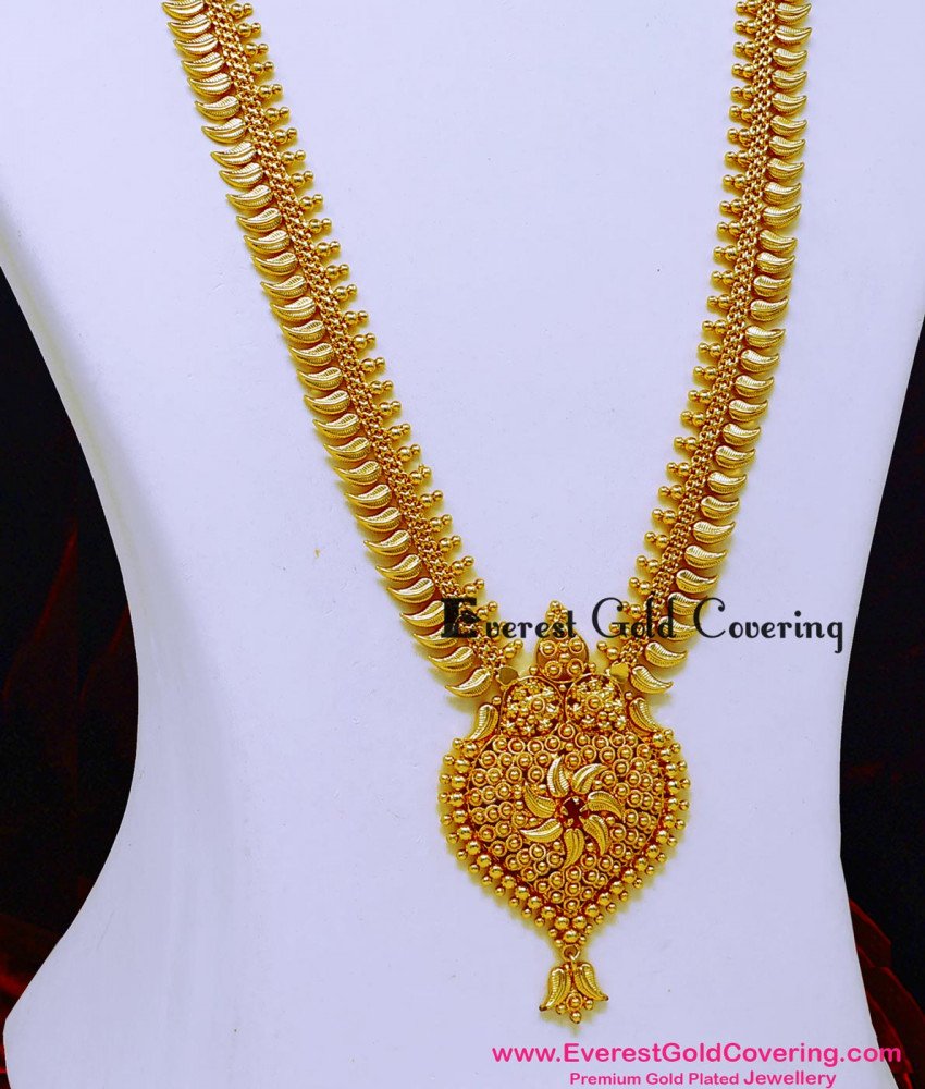 HRM1163 - Attractive Leaf Model Stone Long Gold Haram Designs