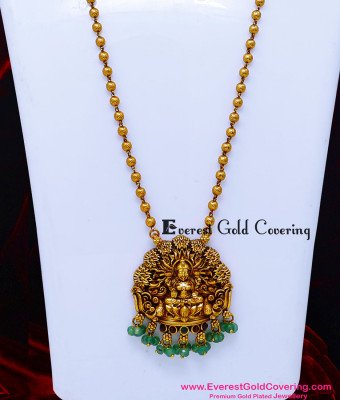 HRM1173 - New Model Lakshmi Antique Haram with Green Beads