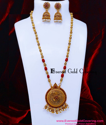 HRM1175 - South Indian Coral and Beads Mini Antique Haram Set