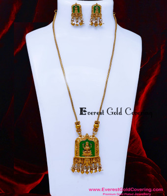 HRM1177 - Latest Antique Lakshmi Haram with Earrings Buy Online