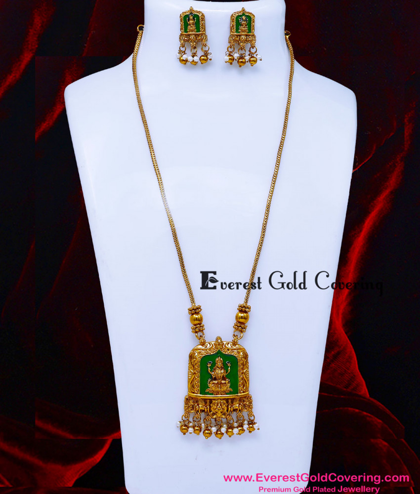 HRM1177 - Latest Antique Lakshmi Haram with Earrings Buy Online