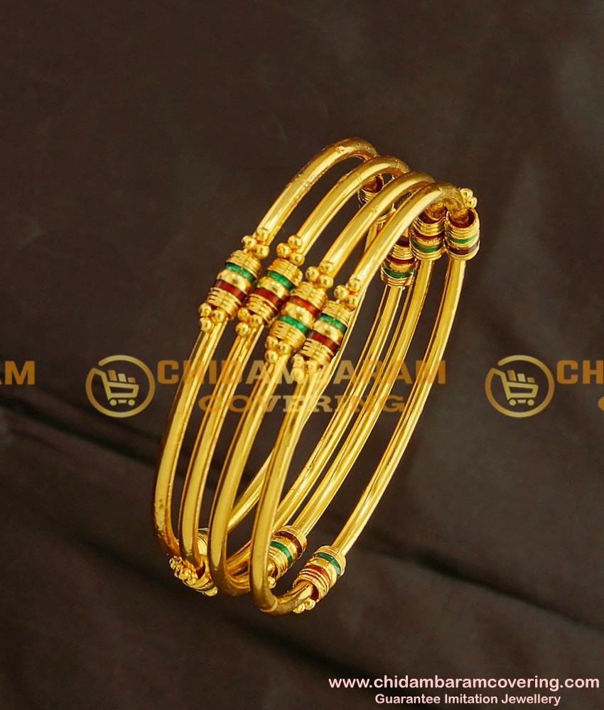 KBL001 - 2.0 Size Baby Bangles Gold Design 4 Pieces Set Enamel Bangles Buy Online