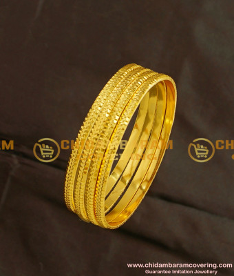 KBL002 - 2.0 Size Baby Bangles Gold Design 4 Pieces Set Machine Cutting Thin Bangles Design