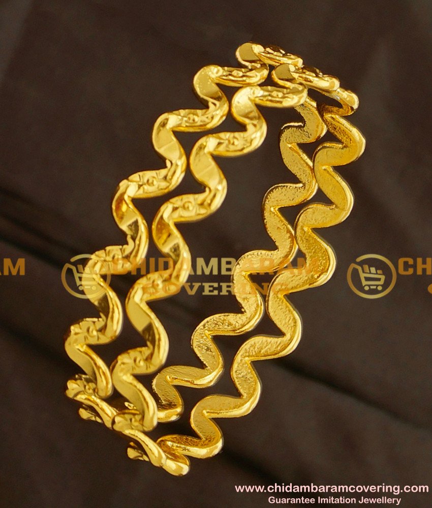KBL014 - 2.0 Size South Indian One Gram Gold Daily Wear Neli Bangles Online