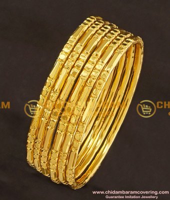 KBL017 - 1.10 Size New Born Baby Bangles Set Of 6 Pieces Gold Plated Thin Bangle Online