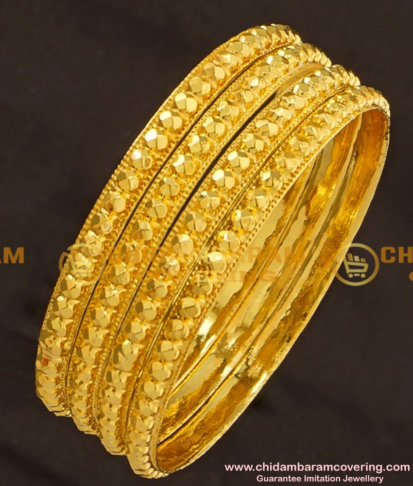 KBL019 - 2.2 Size Traditional One Gram Gold Daily Wear Muthu Bangles for Baby Girl