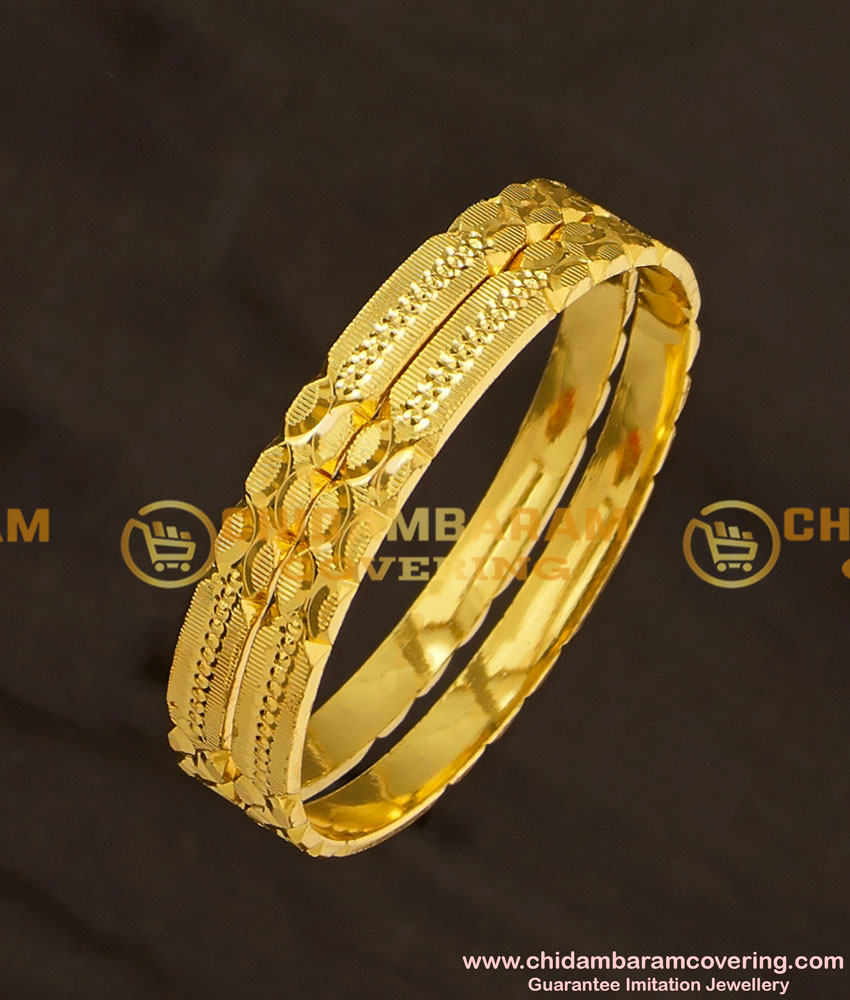 KBL020 - 1.14 Size Shining Cut Flat Bangles Gold Plated Kids Bangle Collections Online