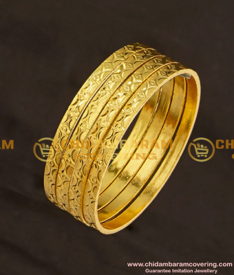KBL021 - 1.14 Size Kids Bangle Gold Design Machine Cut Gold Plated Bangles Online