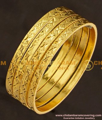 KBL021 - 1.14 Size Kids Bangle Gold Design Machine Cut Gold Plated Bangles Online