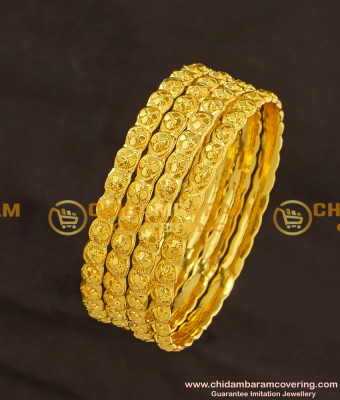 KBL025 - 1.14 Size Flower Design Kids Bangles Gold Plated Jewellery with Guarantee 