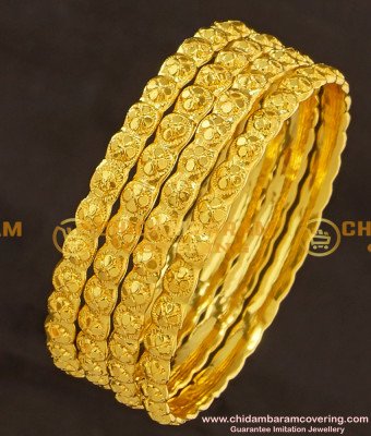 KBL025 - 1.14 Size Flower Design Kids Bangles Gold Plated Jewellery with Guarantee 