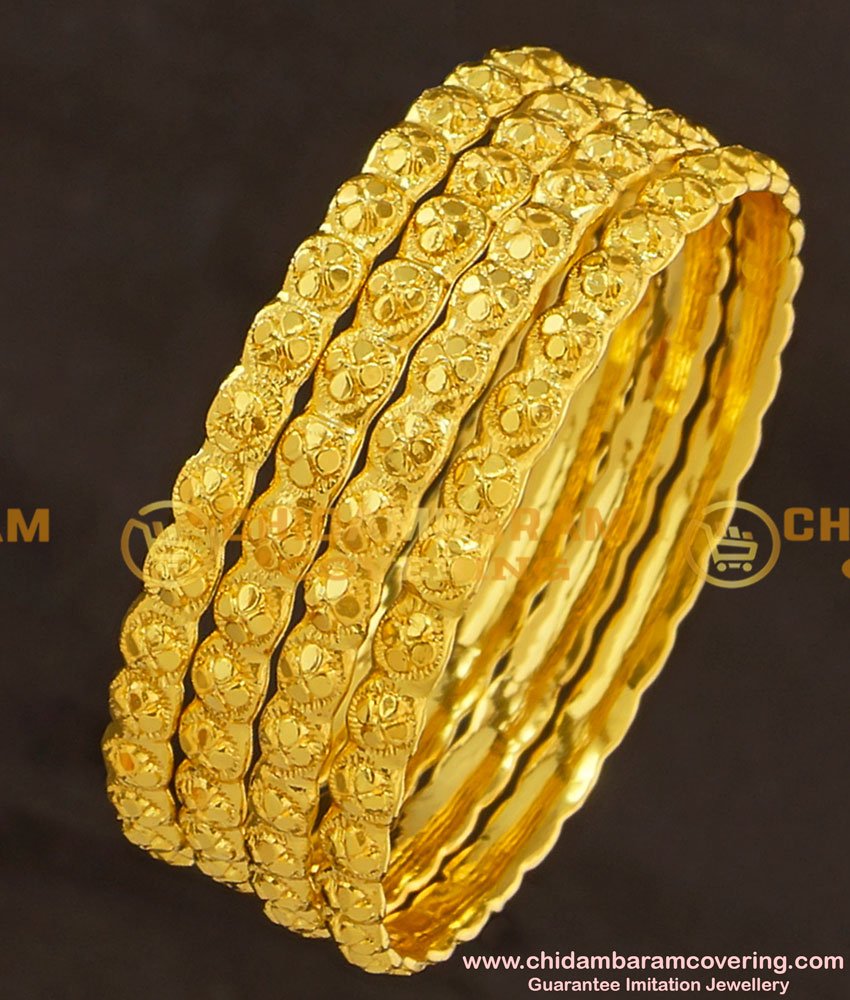 KBL025 - 1.14 Size Flower Design Kids Bangles Gold Plated Jewellery with Guarantee 