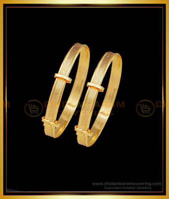 KBL038 - 1.08 to 1.12 Size Adjustable One Gram Gold Baby Kappu Set Baby Bangles Online
