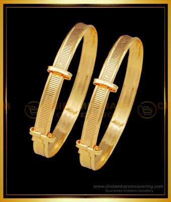 KBL038 - 1.08 to 1.12 Size Adjustable One Gram Gold Baby Kappu Set Baby Bangles Online