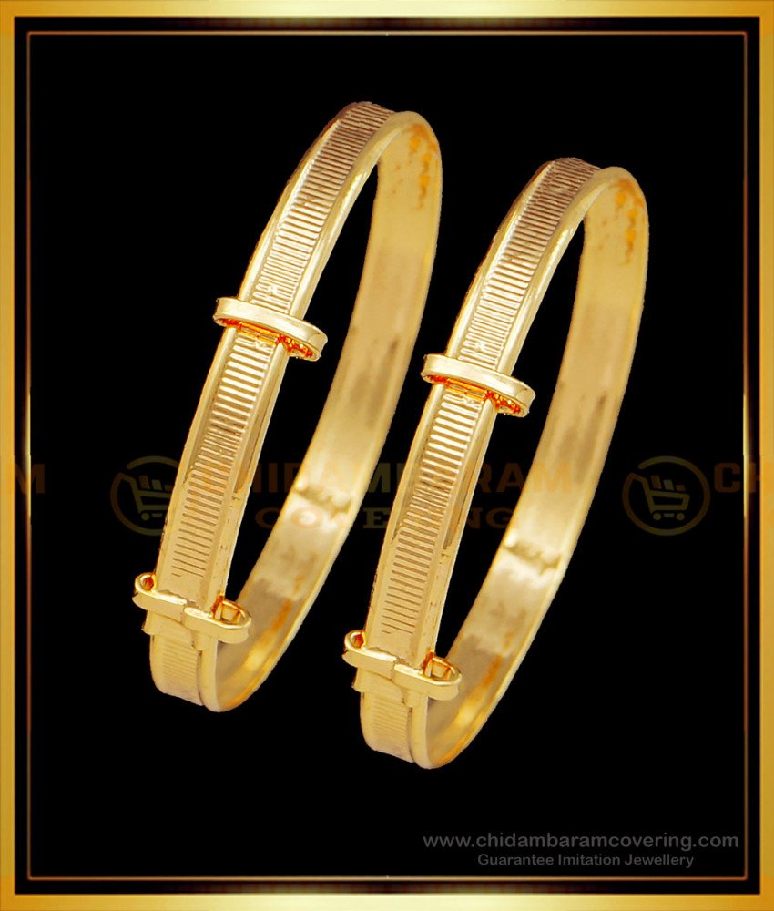 KBL038 - 1.08 to 1.12 Size Adjustable One Gram Gold Baby Kappu Set Baby Bangles Online