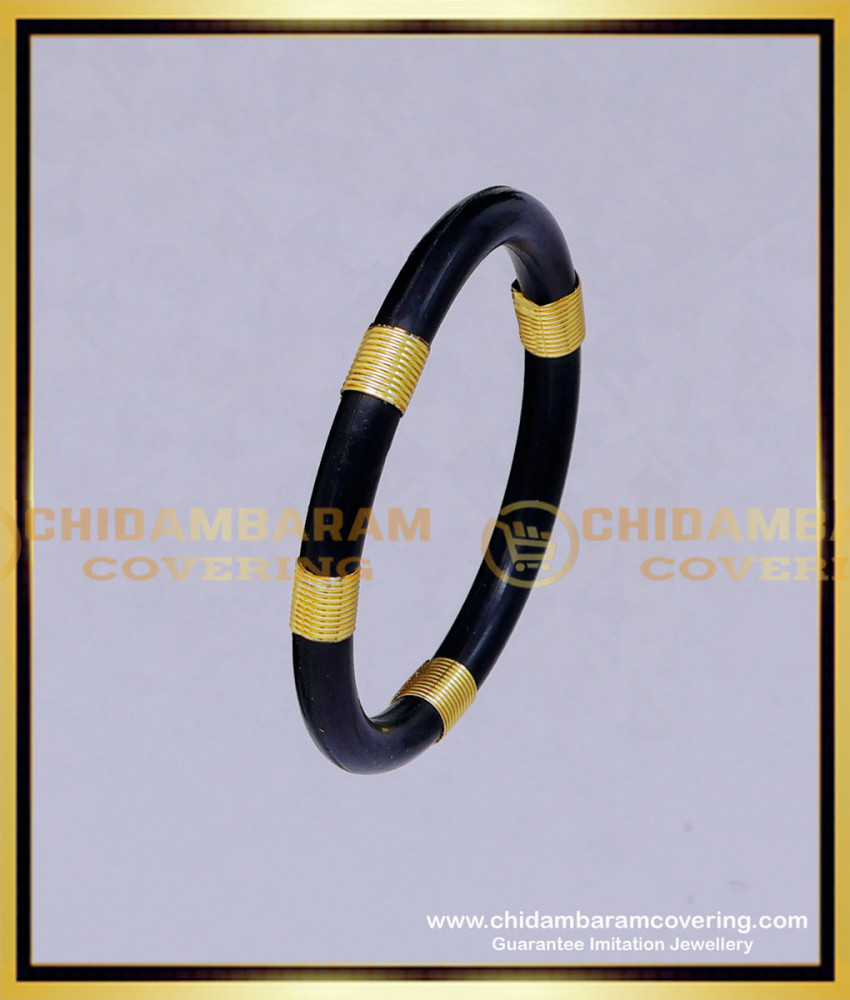 KBL062 - 1.08 Size Gold and Black New Born Baby Black Bangle Hand Band Online