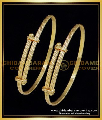 KBL065 - 1.08 to 1.14 Size Gold Design Adjustable Baby Bangles Type Bracelet Set