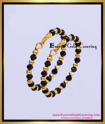 KBL073 - 1.10 Size Newborn Baby Gold Ball with Black Beads Bracelet Design