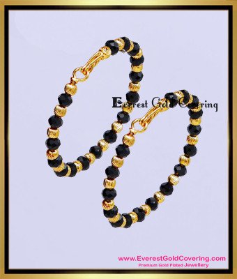 KBL073 - 1.10 Size Newborn Baby Gold Ball with Black Beads Bracelet Design